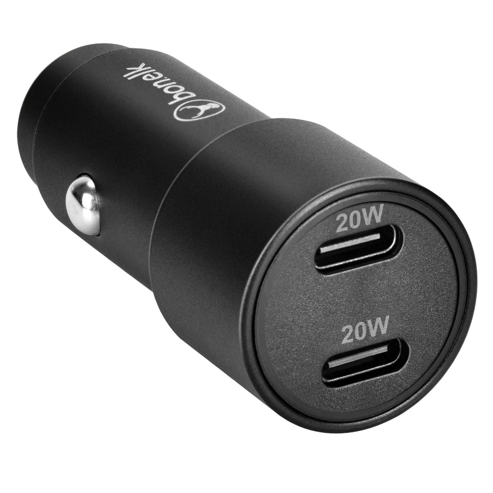 Bonelk Eco Series 38W PD Dual USB-C Car Charger - Black - Image 3