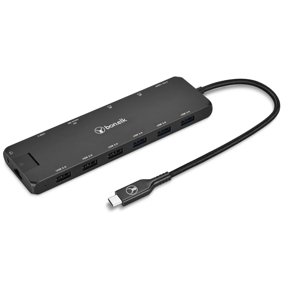 Bonelk Long-Life USB-C to 14-in-1 Multiport Hub - Black - Image 3