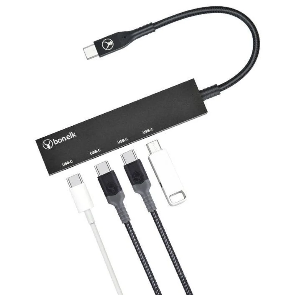 Bonelk Long-Life USB-C to 4 Port USB-C 3.0 Slim Hub (Black) - Image 4