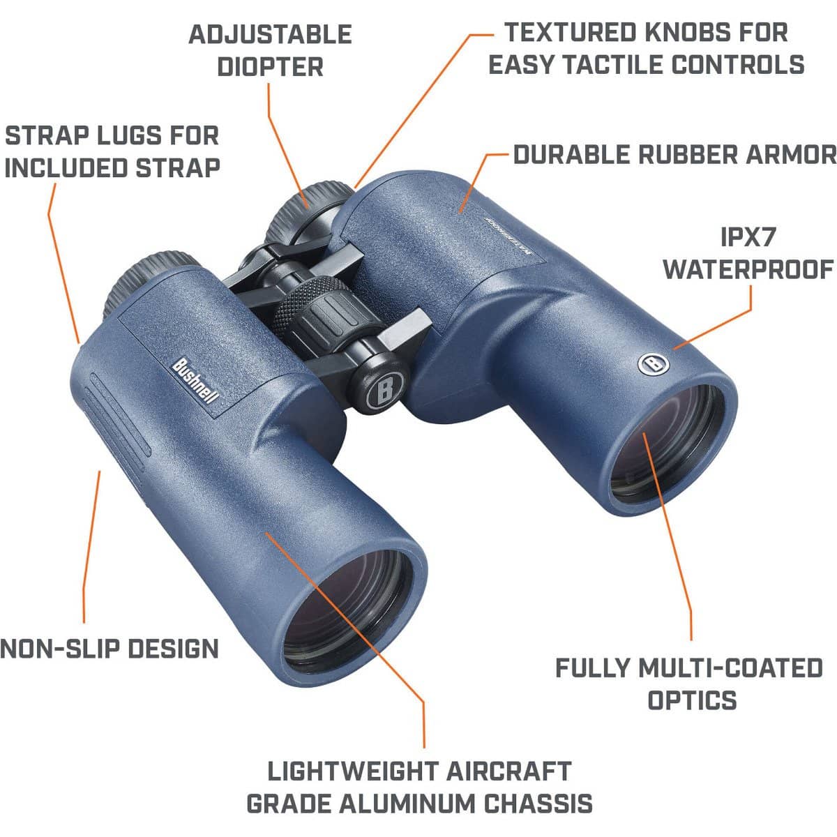 Bushnell 7x50 H2O Porro Prism Binoculars (Dark Blue) - Image 11