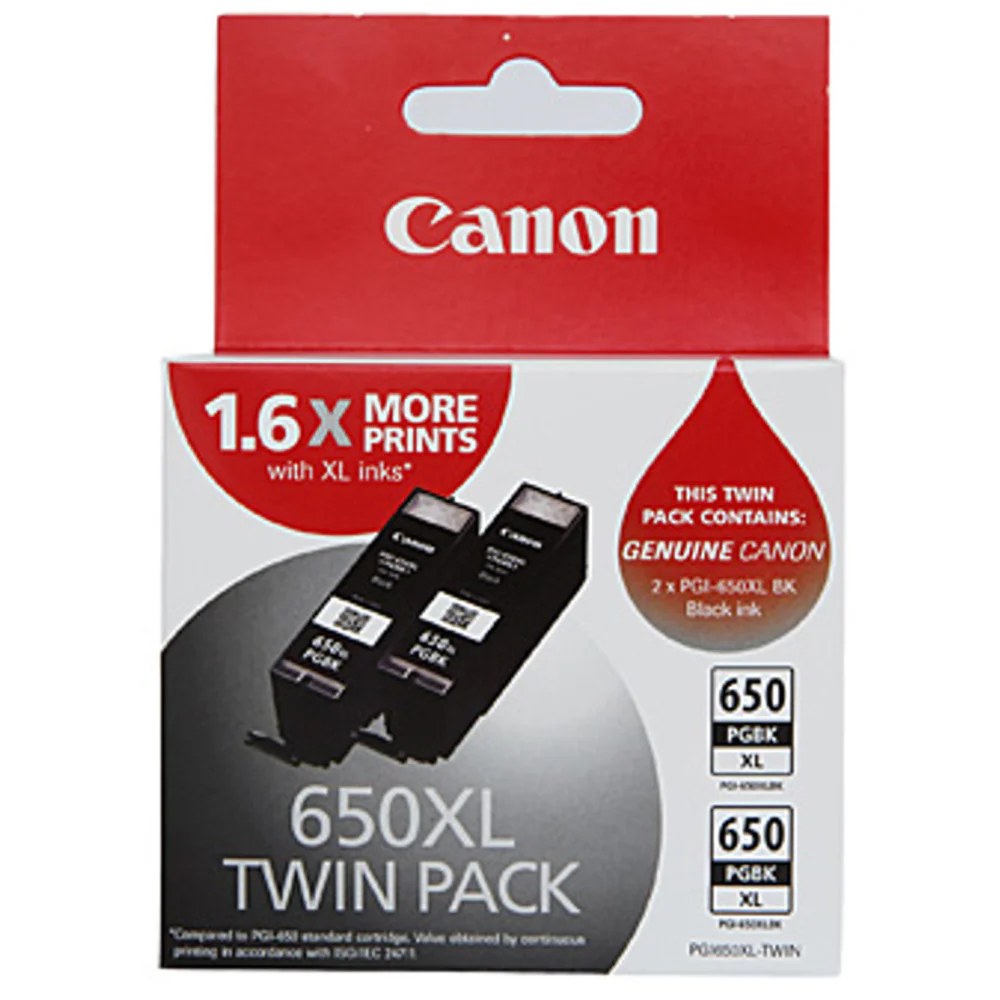Canon PGI650XLBK-TWIN High Yield Ink Cartridge Twin Pack - Black