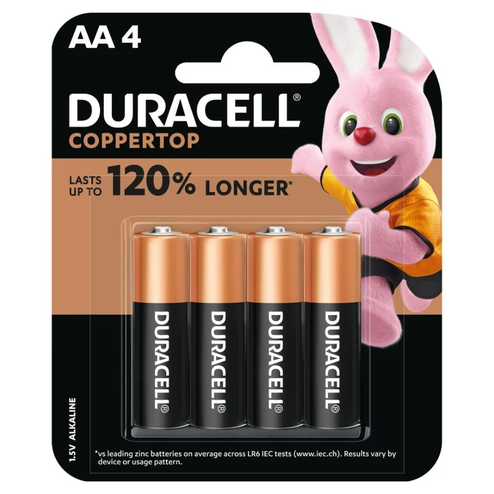 Duracell Coppertop Alkaline AA Batteries (4 Pack)