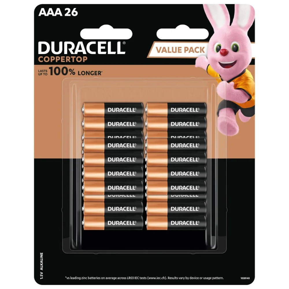 Duracell Coppertop Alkaline AAA Batteries (26 Pack)