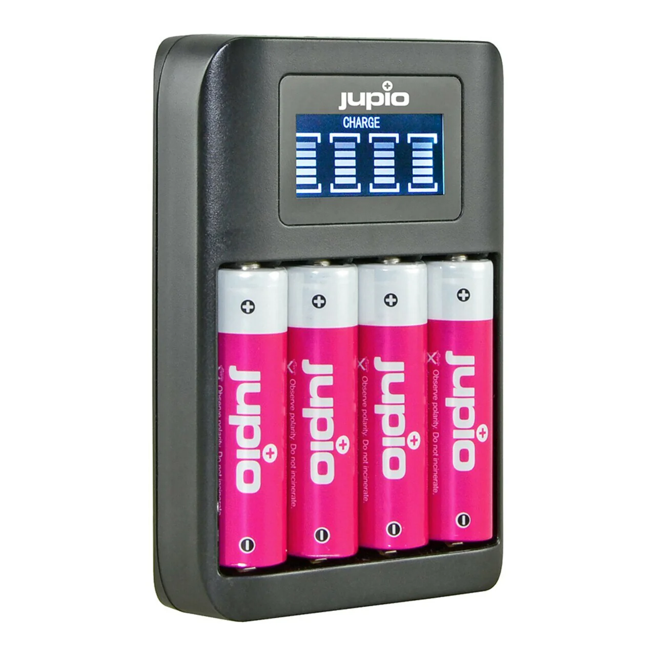 Jupio 4 Slot Rechargeable AA & AAA Batteries with USB Fast Charger & LCD Screen - Image 2