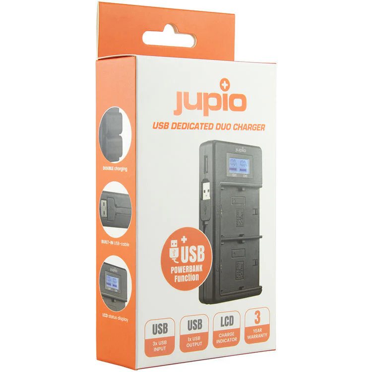 Jupio Dedicated Duo USB Charger with LCD for Nikon EN-EL14A Batteries - Image 2