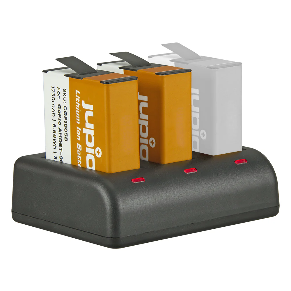 Jupio Kit: 2 x GoPro Hero 9/10 1730mAh Batteries + USB Triple Charger - Image 2