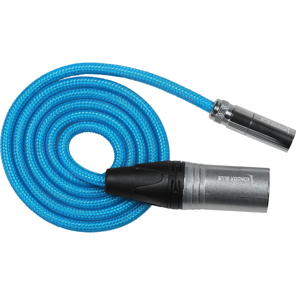 Kondor Blue Braided Mini-XLR Male to XLR Male Audio Cable (Blue, 3') - Image 2