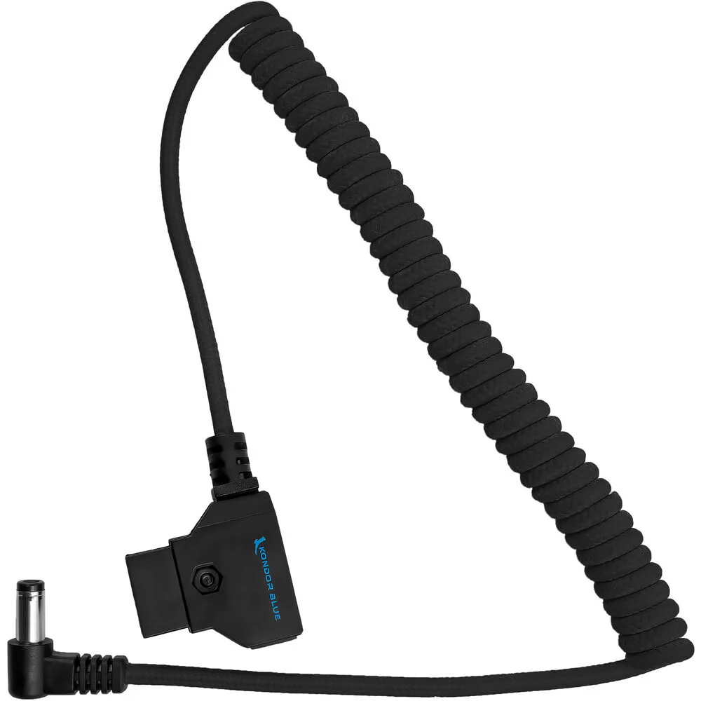 Kondor Blue Coiled D-Tap to DC 5.5 x 2.5mm Barrel Right-Angle Cable (Raven Black) - Image 2