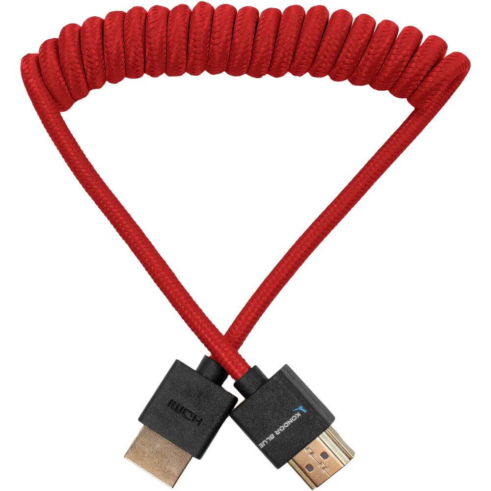 Kondor Blue Coiled High-Speed HDMI 2.0 Braided Cable (12 to 24", Cardinal Red) - Image 3