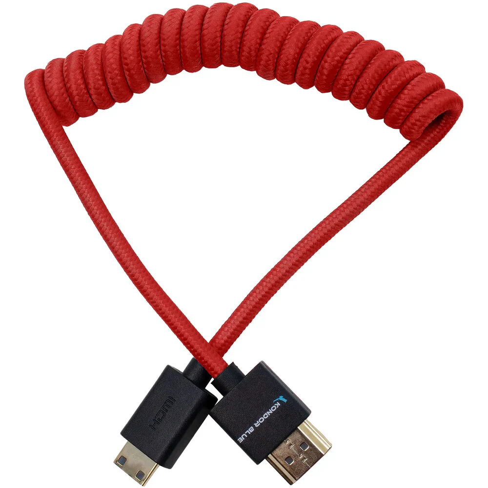 Kondor Blue Coiled Mini-HDMI to HDMI Cable (12 to 24", Red) - Image 2