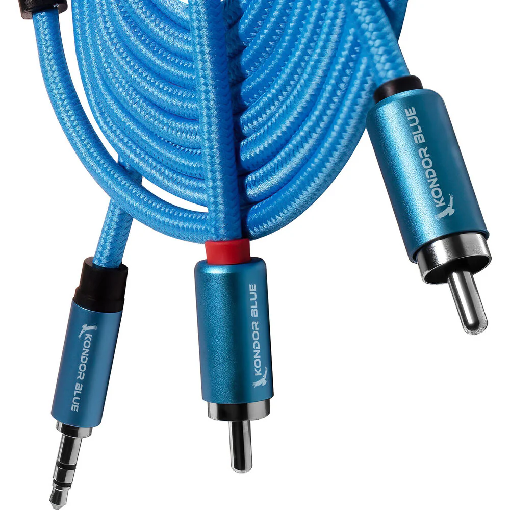 Kondor Blue Dual Male RCA to 3.5mm Stereo TRS Audio Cable (6') - Image 2