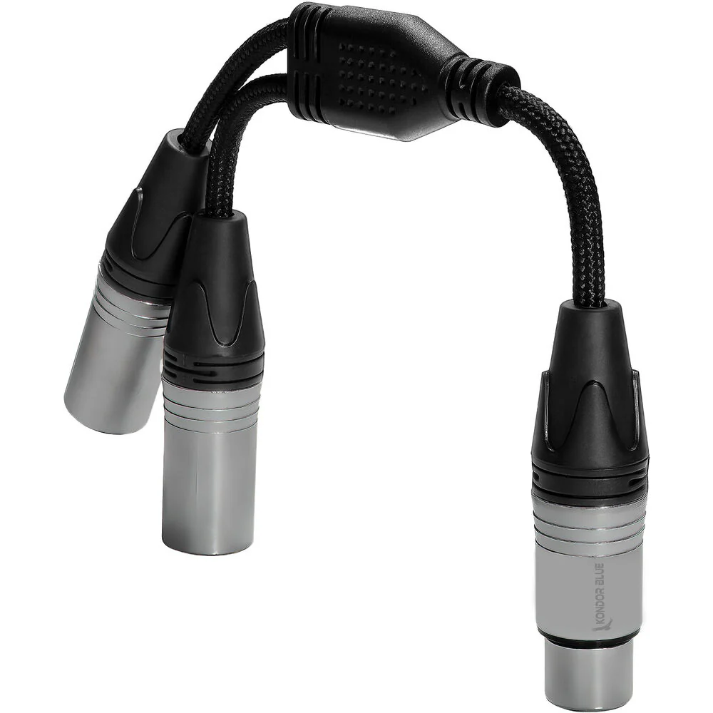 Kondor Blue Dual Male XLR to Female XLR Audio Y Splitter Cable (10", Raven Black) - Image 3