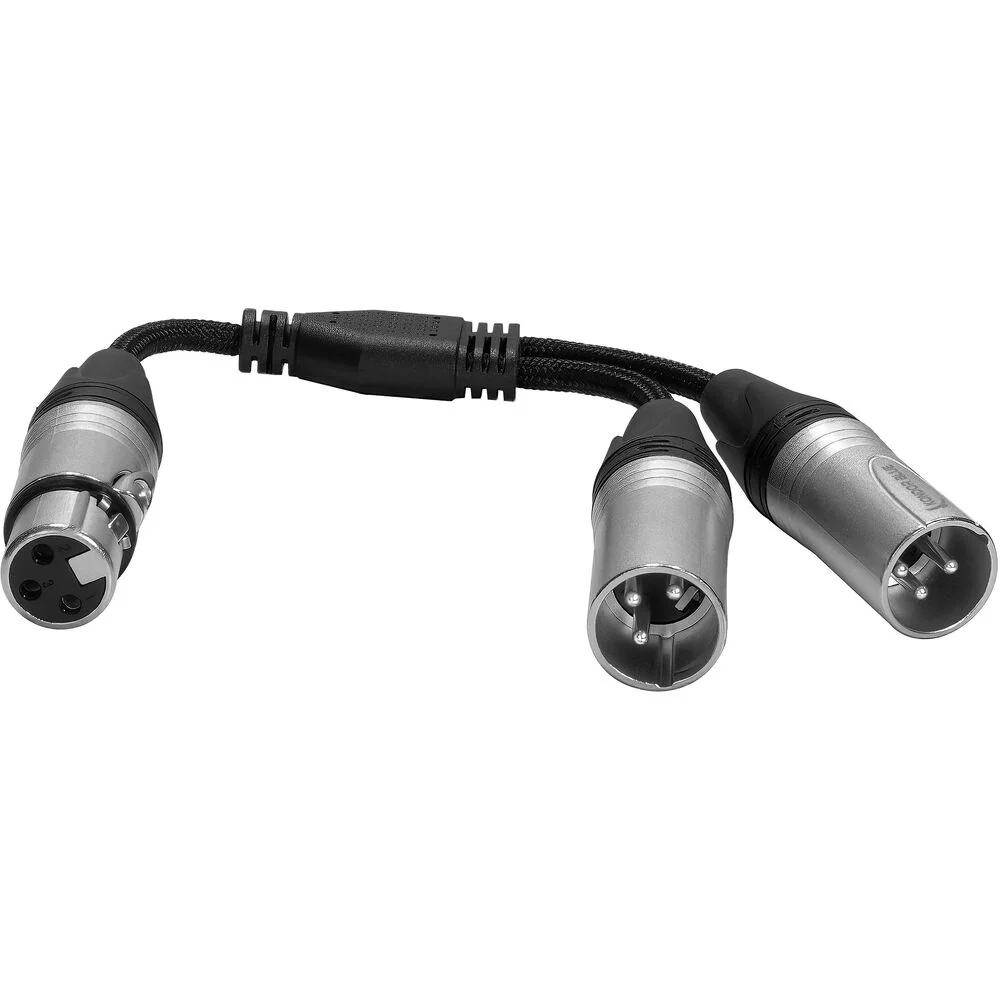 Kondor Blue Dual Male XLR to Female XLR Audio Y Splitter Cable (10", Raven Black) - Image 4