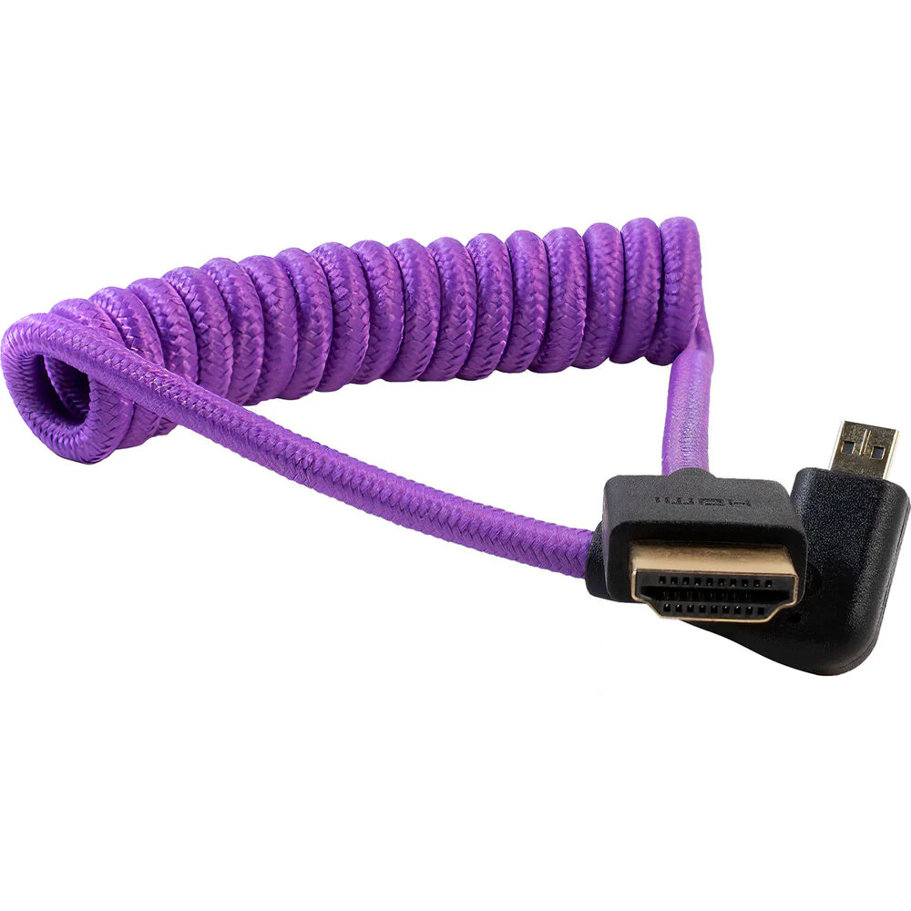 Kondor Blue Gerald Undone Braided Coiled High-Speed Right-Angle Micro-HDMI to HDMI Cable for Select Sony & Fuji Cameras (Limited Purple Edition, 12 to 24") - Image 3