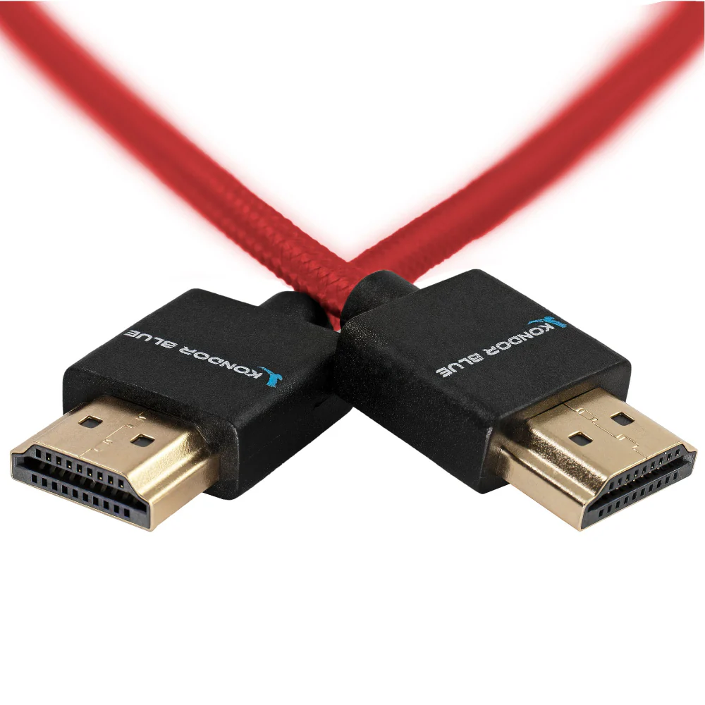 Kondor Blue HDMI to HDMI 16" (40cm) Thin Braided Cable for on Camera Monitors (Cardinal Red) - Image 2