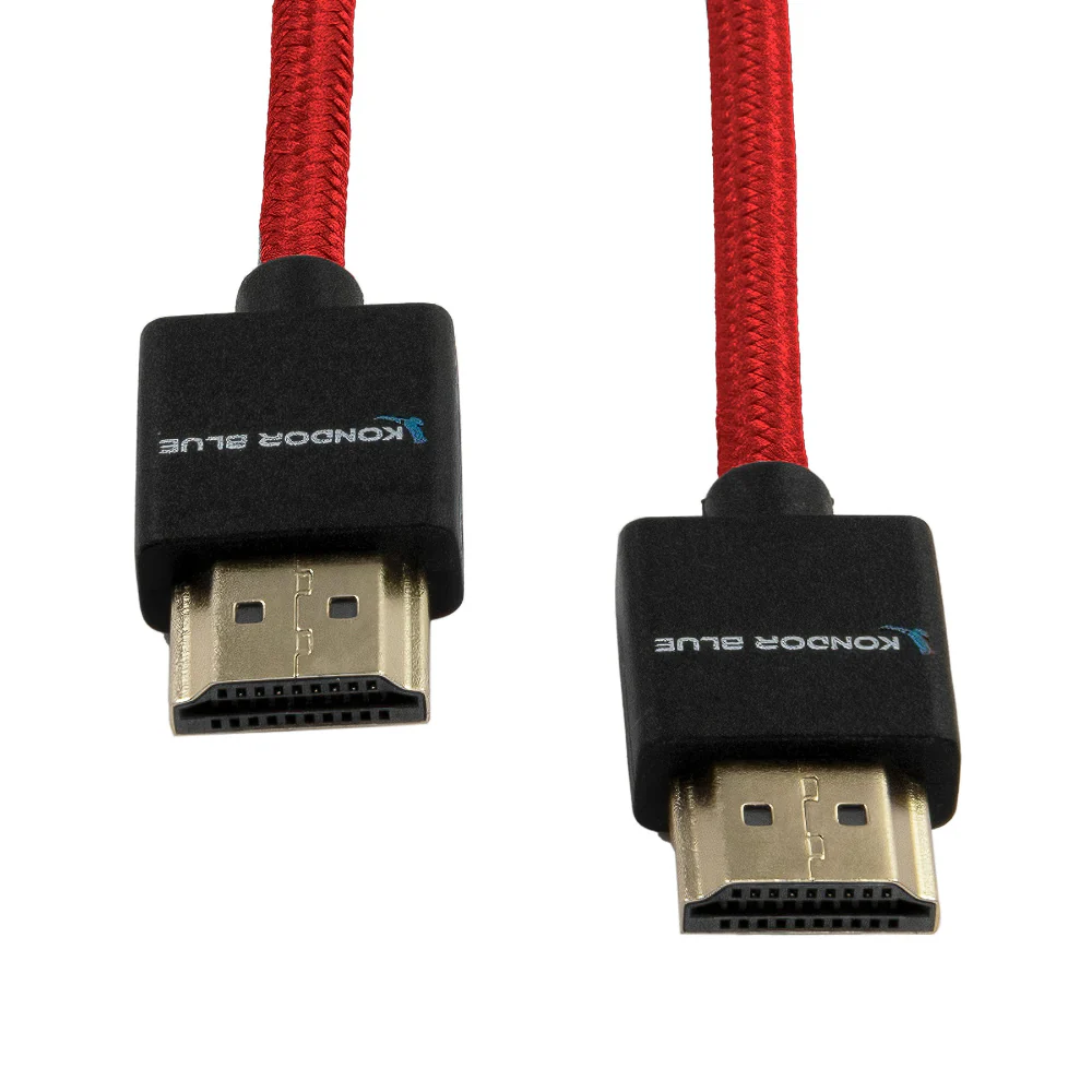 Kondor Blue HDMI to HDMI 16" (40cm) Thin Braided Cable for on Camera Monitors (Cardinal Red) - Image 3