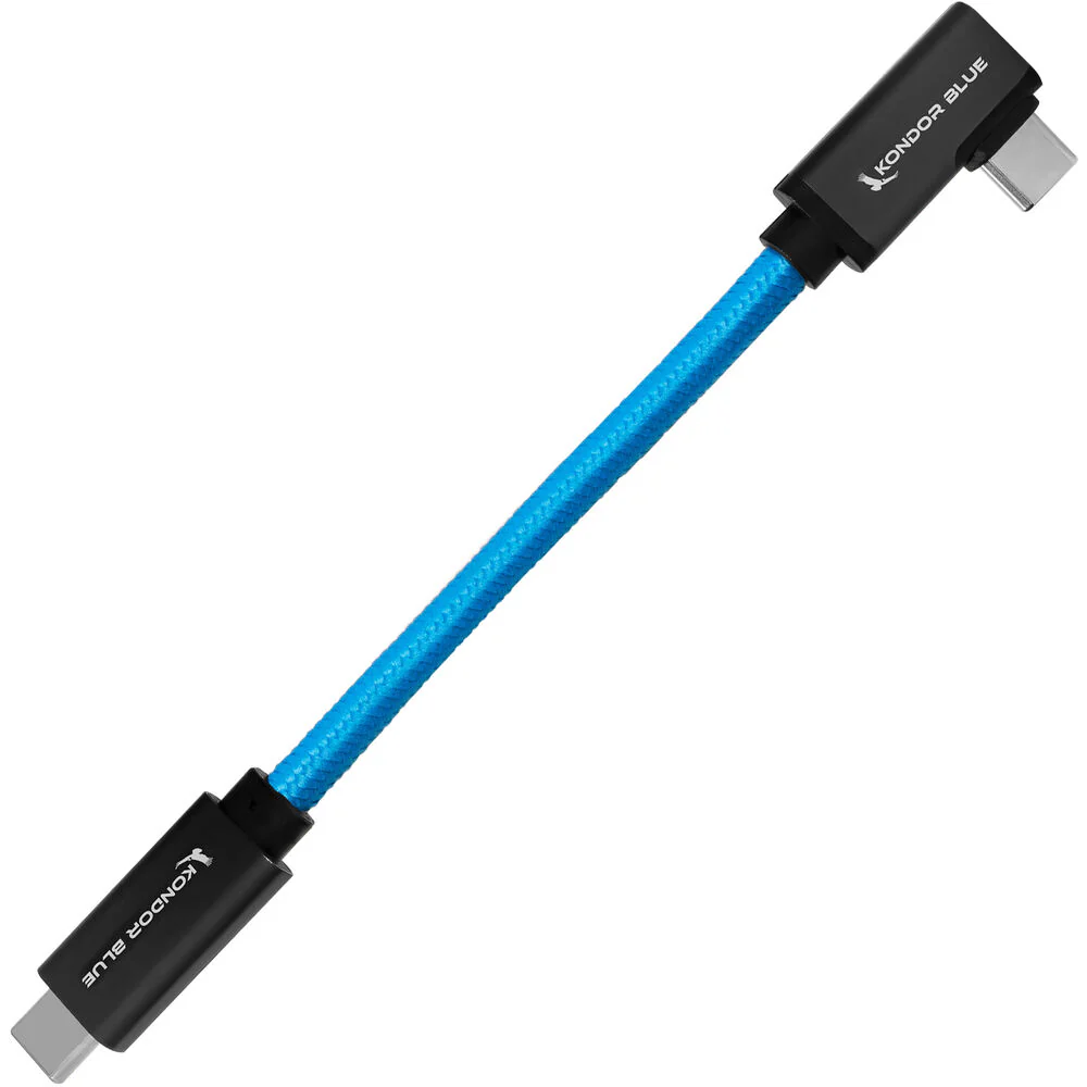 Kondor Blue Right-Angle USB-C 3.1 Gen 2 Cable (5", Kondor Blue) - Image 2