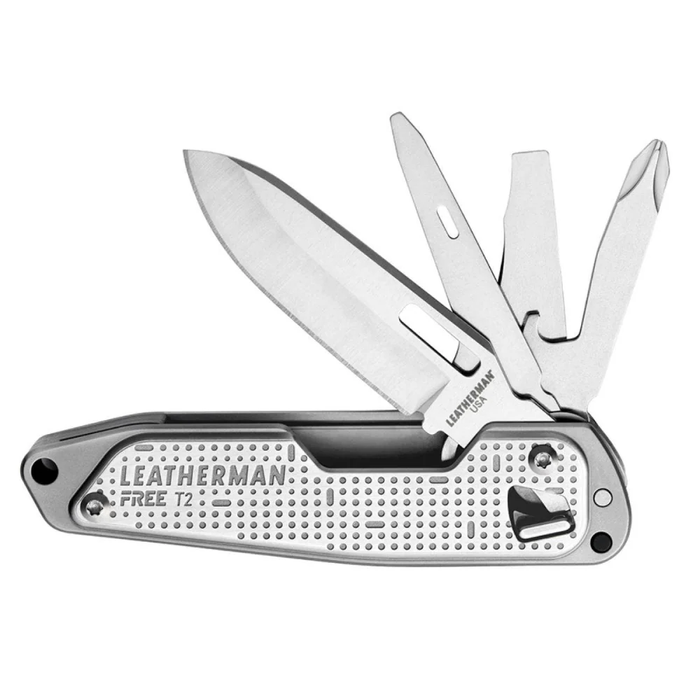 Leatherman FREE T2 Compact Pocket Multi-Tool 420HC S/S Blade 8 Tools - Silver