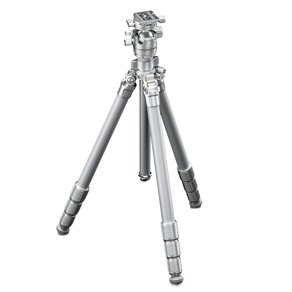 Leofoto LG-324C Silver 4 Section Water Resistant Carbon Fibre Tripod with LH-40R Ball Head