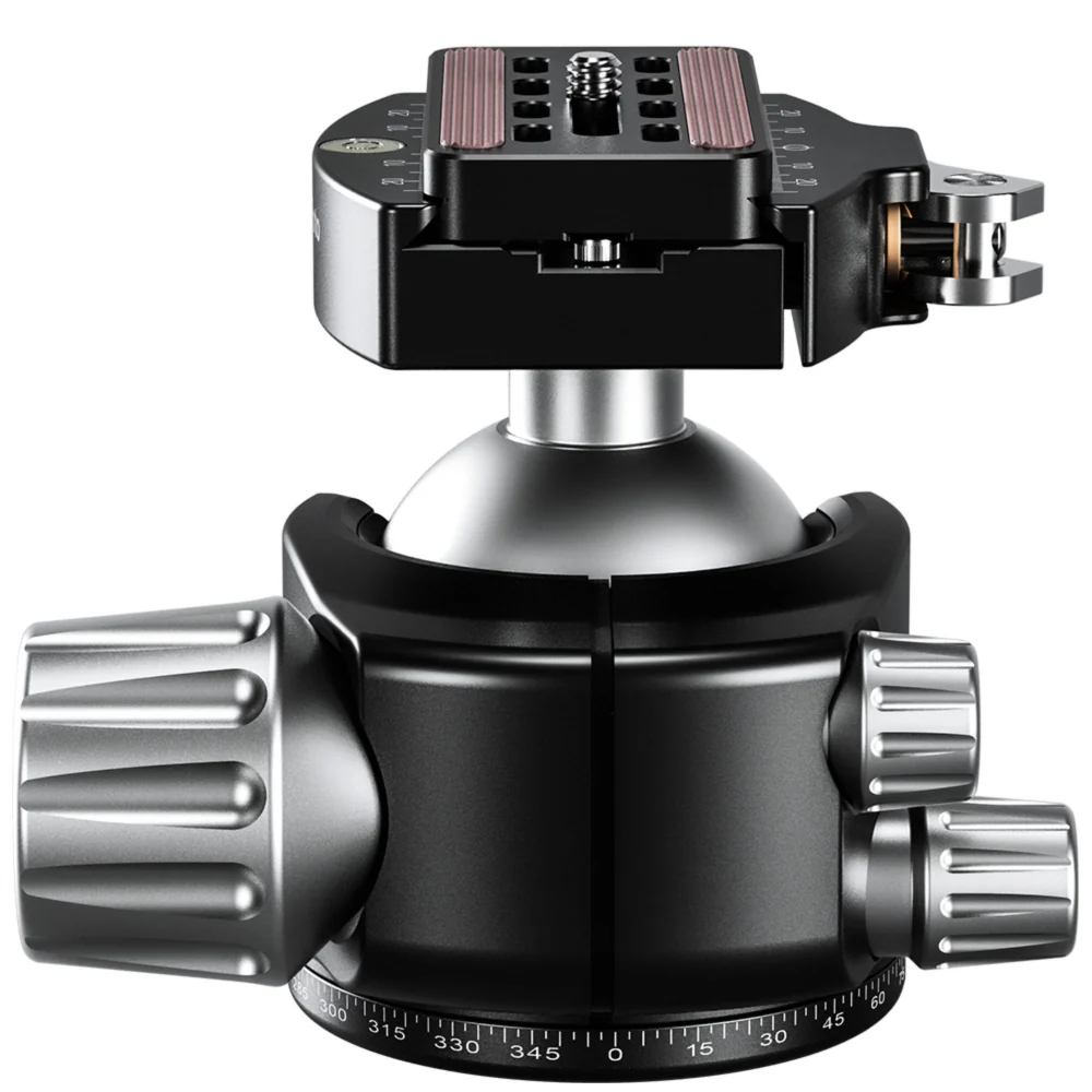 Leofoto LH-55LR 55mm Low Profile Ball Head with LR-70 Quick Release Lever Clamp and QP-70N Plate - Image 2
