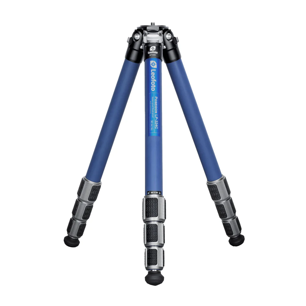 Leofoto LP-324C Poseidon Series 4 Section Water Resistant Carbon Fibre Tripod with Blue LH-40LR Ball Head - Image 2