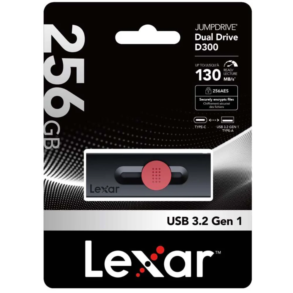 Lexar JumpDrive 256GB Dual Drive D300 USB 3.2 Gen 1 Type-C Capacity