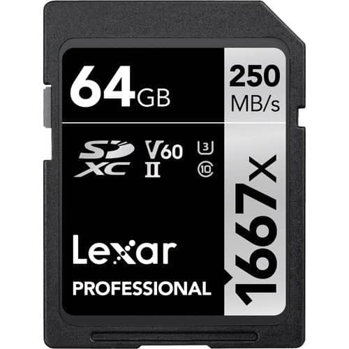 Lexar Professional Silver 64GB SDXC UHS-II 250MB/s Memory Card - V60