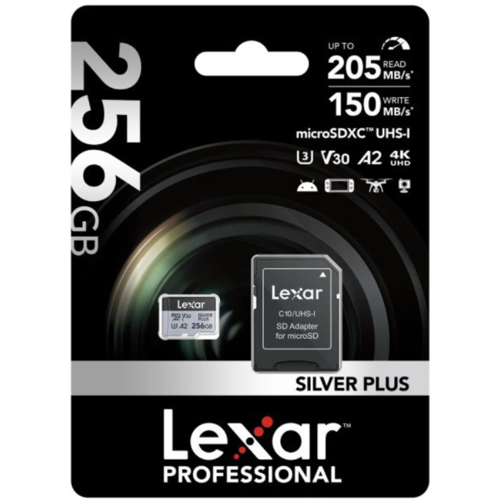 Lexar Professional Silver Plus 256GB microSDXC UHS-I 205MB/s Memory Card - V30