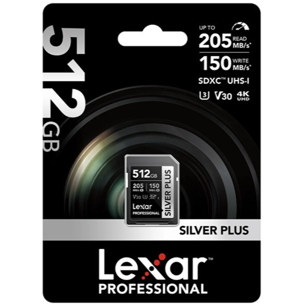 Lexar Professional Silver Plus 512GB SDXC UHS-I 205MB/s Memory Card - V30
