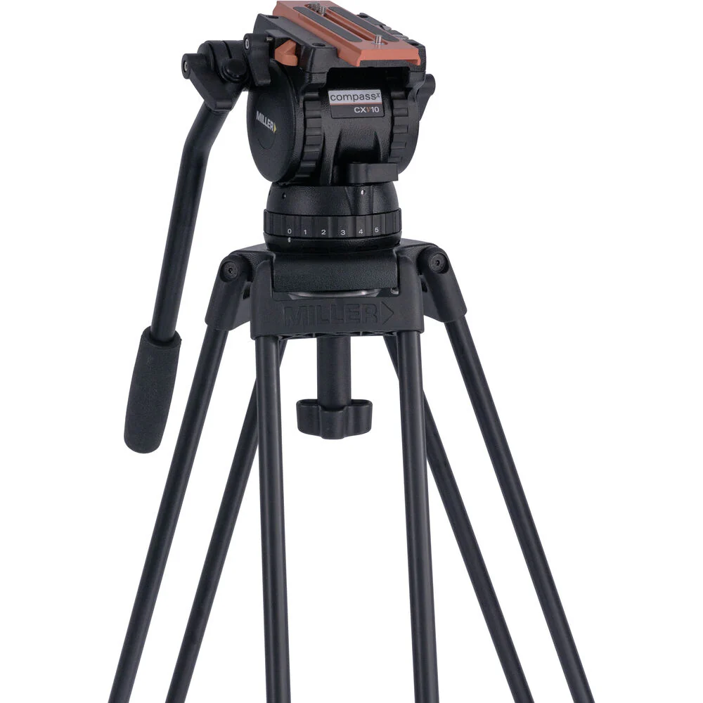 Miller Versa CXV10 Head, Sprinter II 1-Stage Alloy Tripod, Mid-Level Spreader, Rubber Feet & Soft Case Kit - Image 2