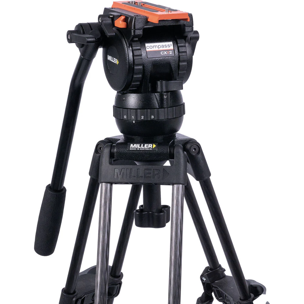 Miller Versa CXV2 Head, 75 Sprinter II 2-Stage Carbon Fiber Tripod, Mid-Level Spreader, Rubber Feet & Soft Case Kit - Image 2