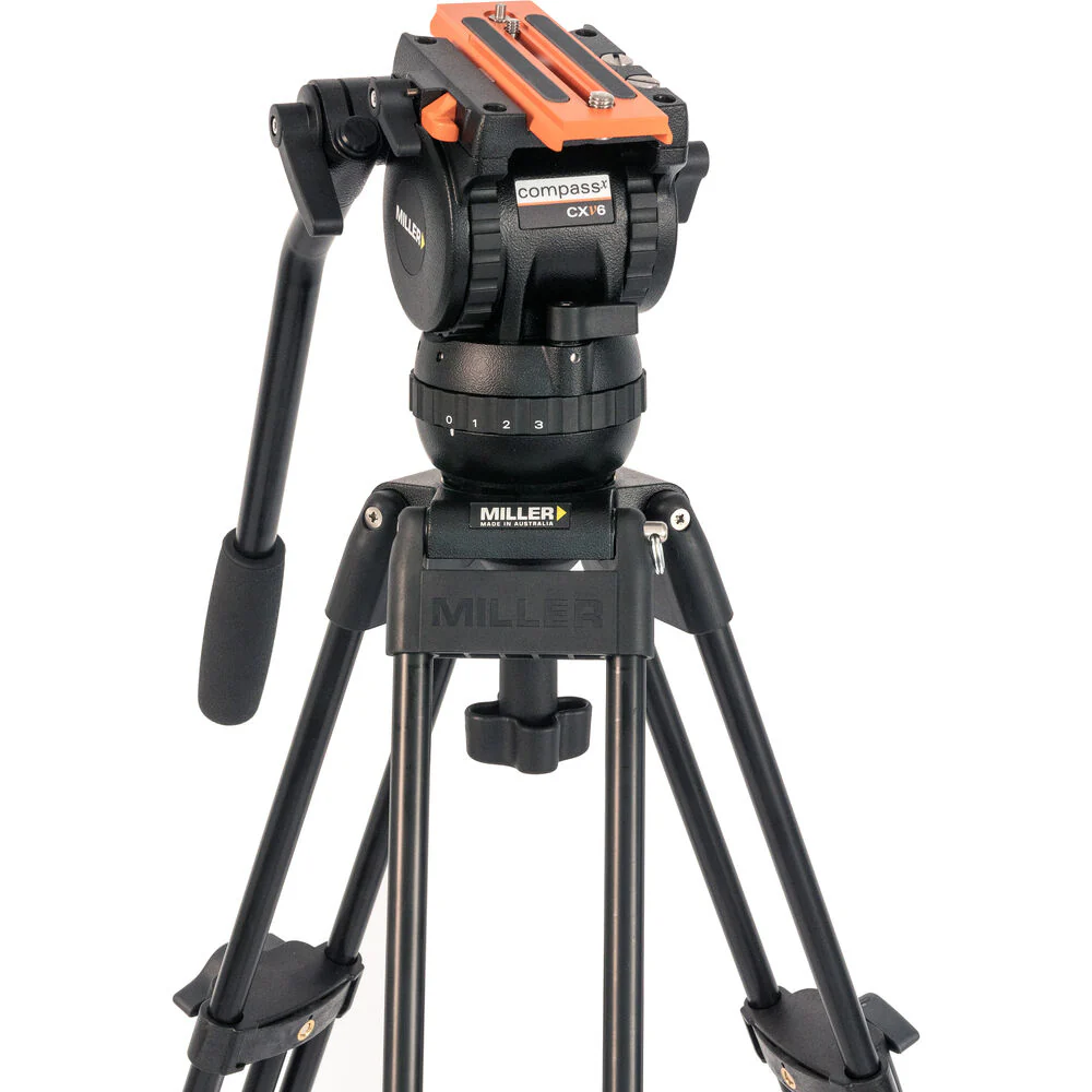 Miller Versa CXV6 Head, Toggle 2-Stage Alloy Tripod, Mid-Level Spreader, Rubber Feet & Soft Case Kit - Image 3