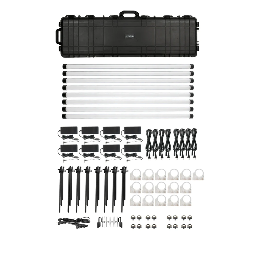 Nanlite PavoTube II 30XR 4ft RGBWW LED Tube 8Kit with Hard Roller Case