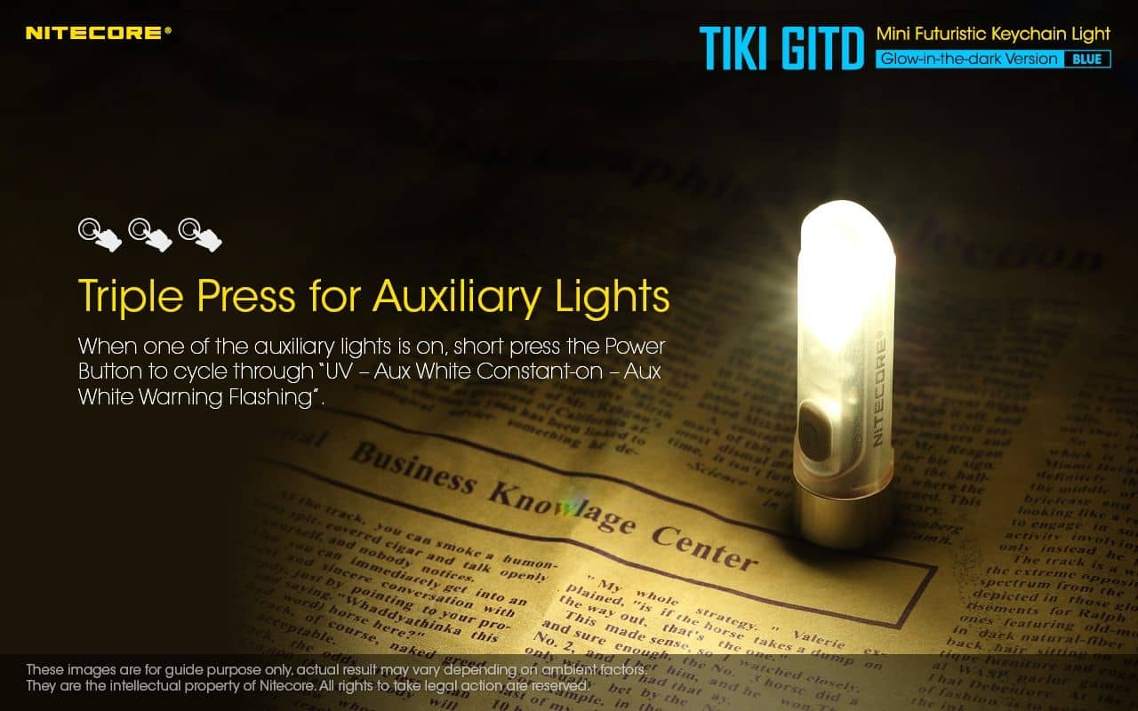 Nitecore TIKI GITD Blue glow in the dark 300 lumen keychain light - Image 20