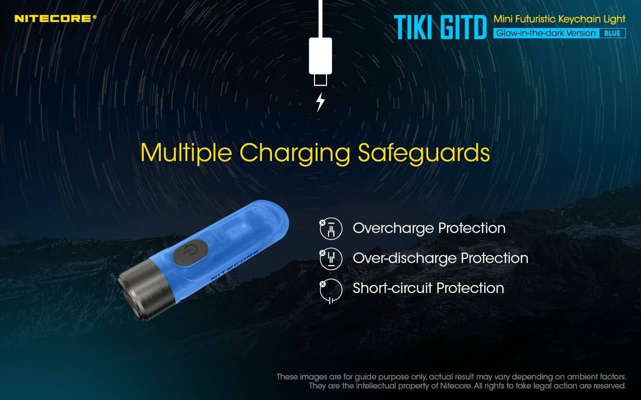 Nitecore TIKI GITD Blue glow in the dark 300 lumen keychain light - Image 21