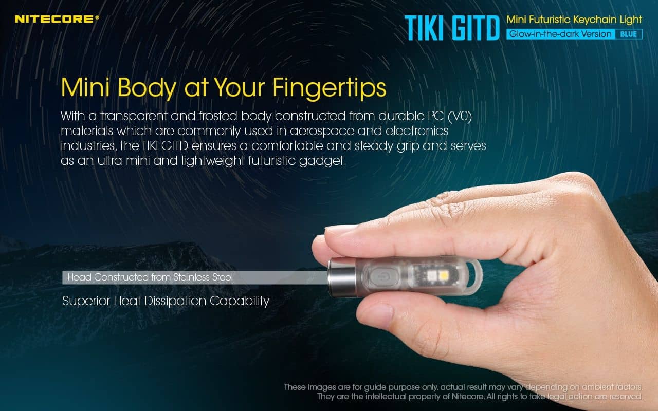 Nitecore TIKI GITD Blue glow in the dark 300 lumen keychain light - Image 7