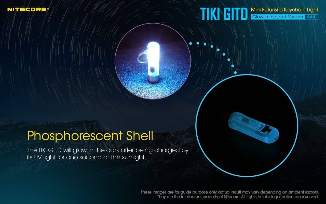 Nitecore TIKI GITD Blue glow in the dark 300 lumen keychain light - Image 8