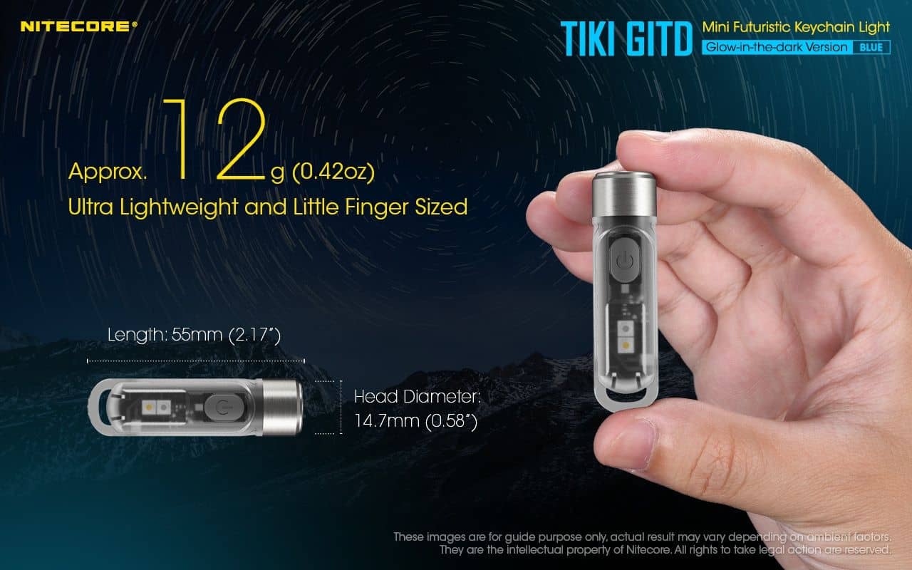 Nitecore TIKI GITD Blue glow in the dark 300 lumen keychain light - Image 9