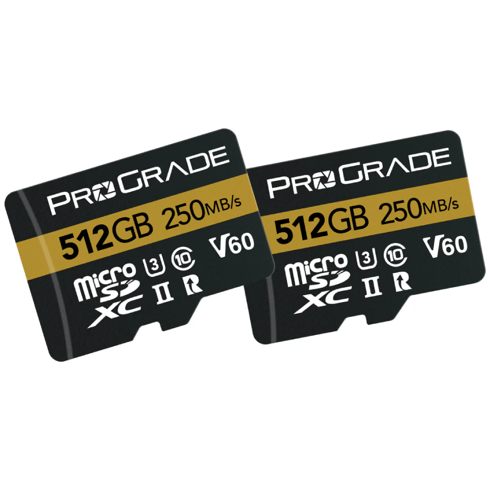 ProGrade Digital 512GB microSDXC UHS-II 250MB/s Gold Memory Card with Adapter (2 Pack) - V60