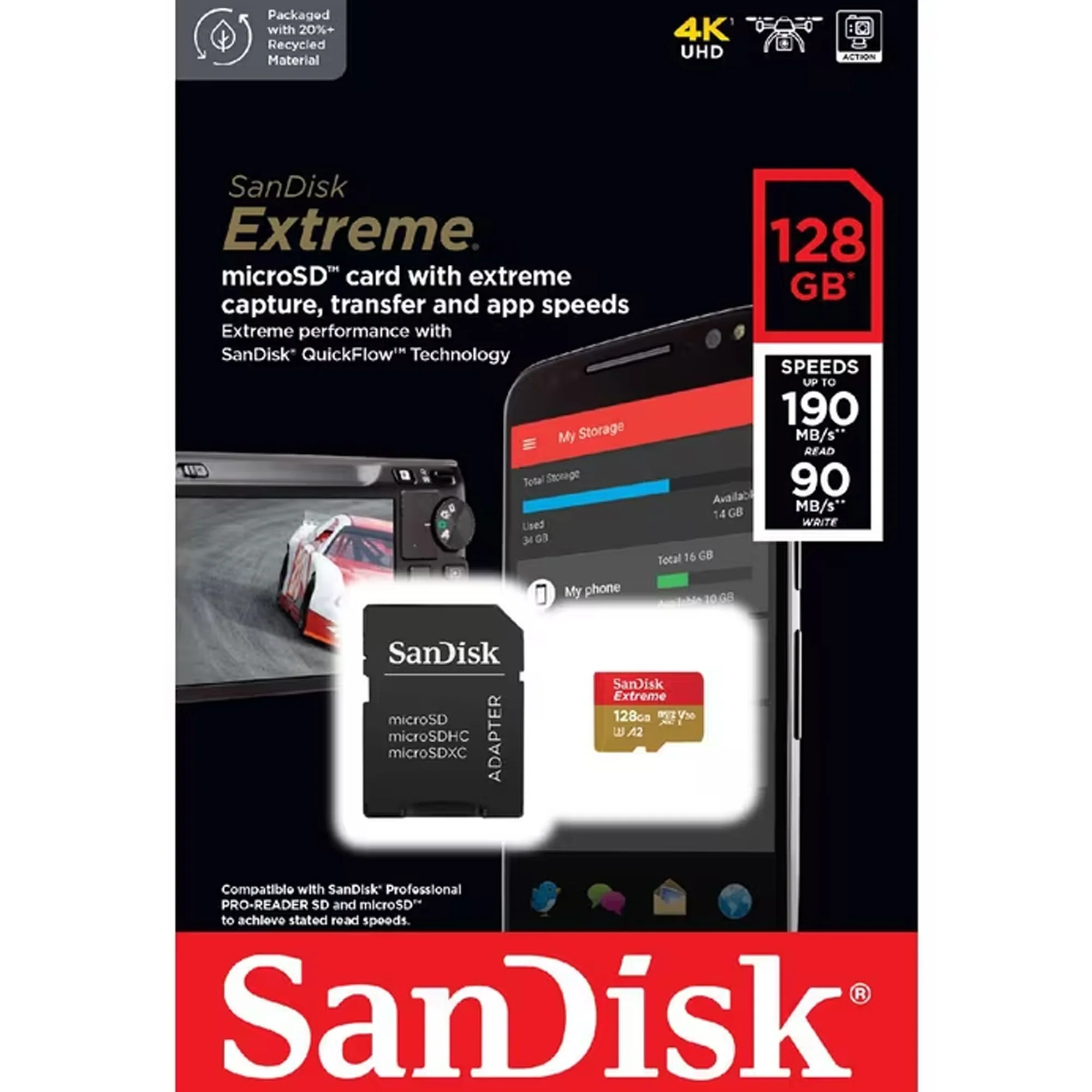 SanDisk Extreme 128GB microSDXC UHS-I 190MB/s Memory Card - V30 - Image 3