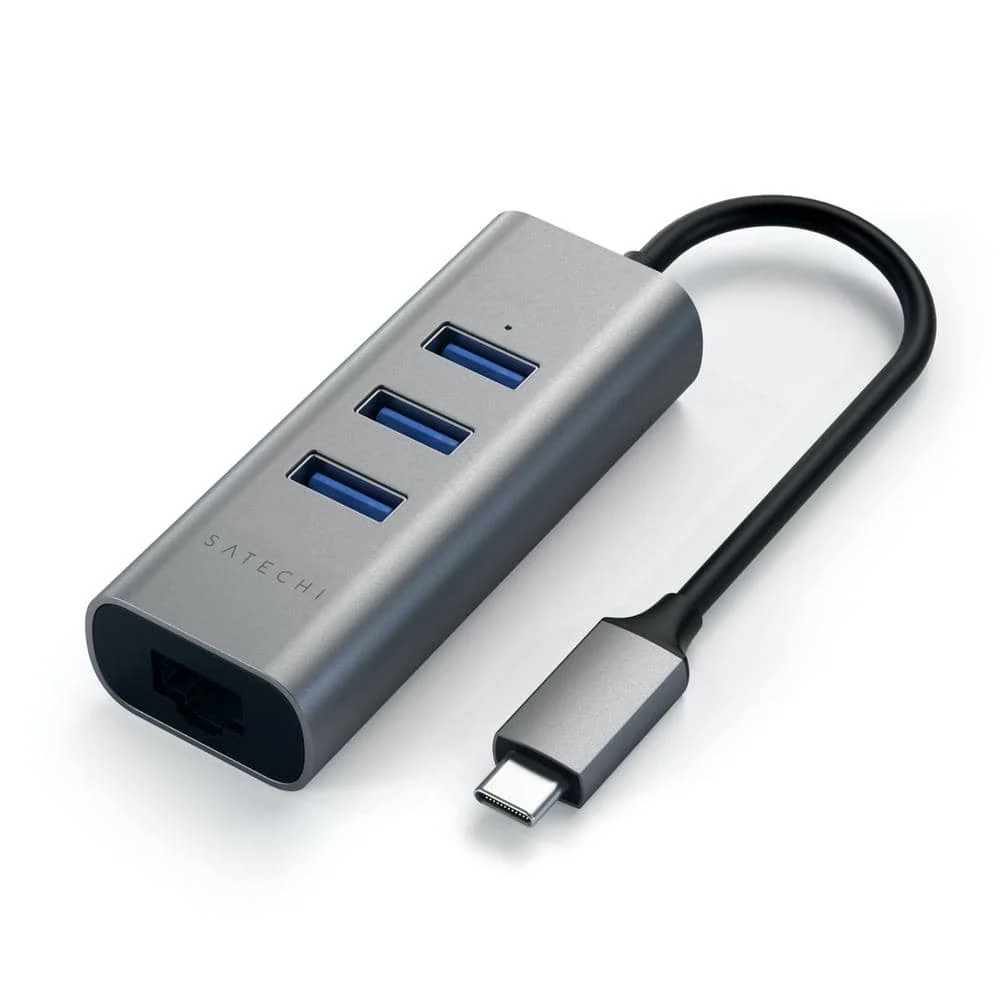 Satechi USB-C 2-in-1 USB 3.0 3-Port Hub & Ethernet - Space Grey