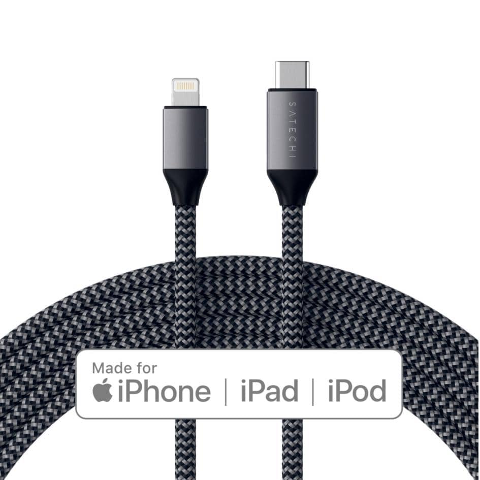 Satechi USB-C to Lightning Charging Cable 1.8 m (Space Grey) - Image 2