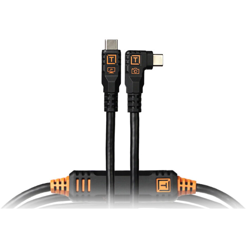 Tether Tools TetherPro Optima 10G USB-C 4.6m Straight to Right - Black
