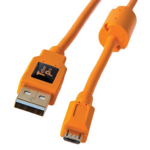 Tether Tools TetherPro USB 2 to Micro-B 5 Pin Cable 4.6m - Hi-Vis Orange - Image 2