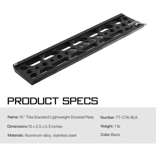 Tilta 10" lightweight dovetail plate Black version - Image 4