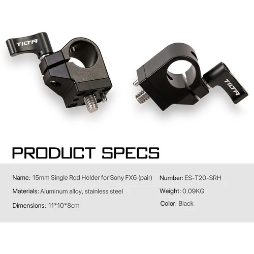Tilta 15mm Single Rod Holder for Sony FX6(pair) - Image 2