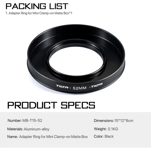 Tilta 52mm Lens Attachments for MB-T15 Mini Clamp-on Matte Box - Image 3