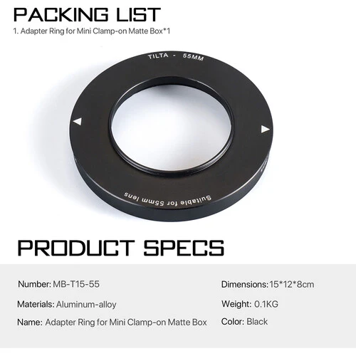 Tilta 55mm Lens Attachments for MB-T15 Mini Clamp-on Matte Box - Image 3