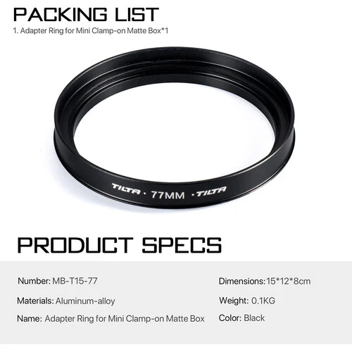 Tilta 77mm Lens Attachments for MB-T15 Mini Clamp-on Matte Box - Image 3
