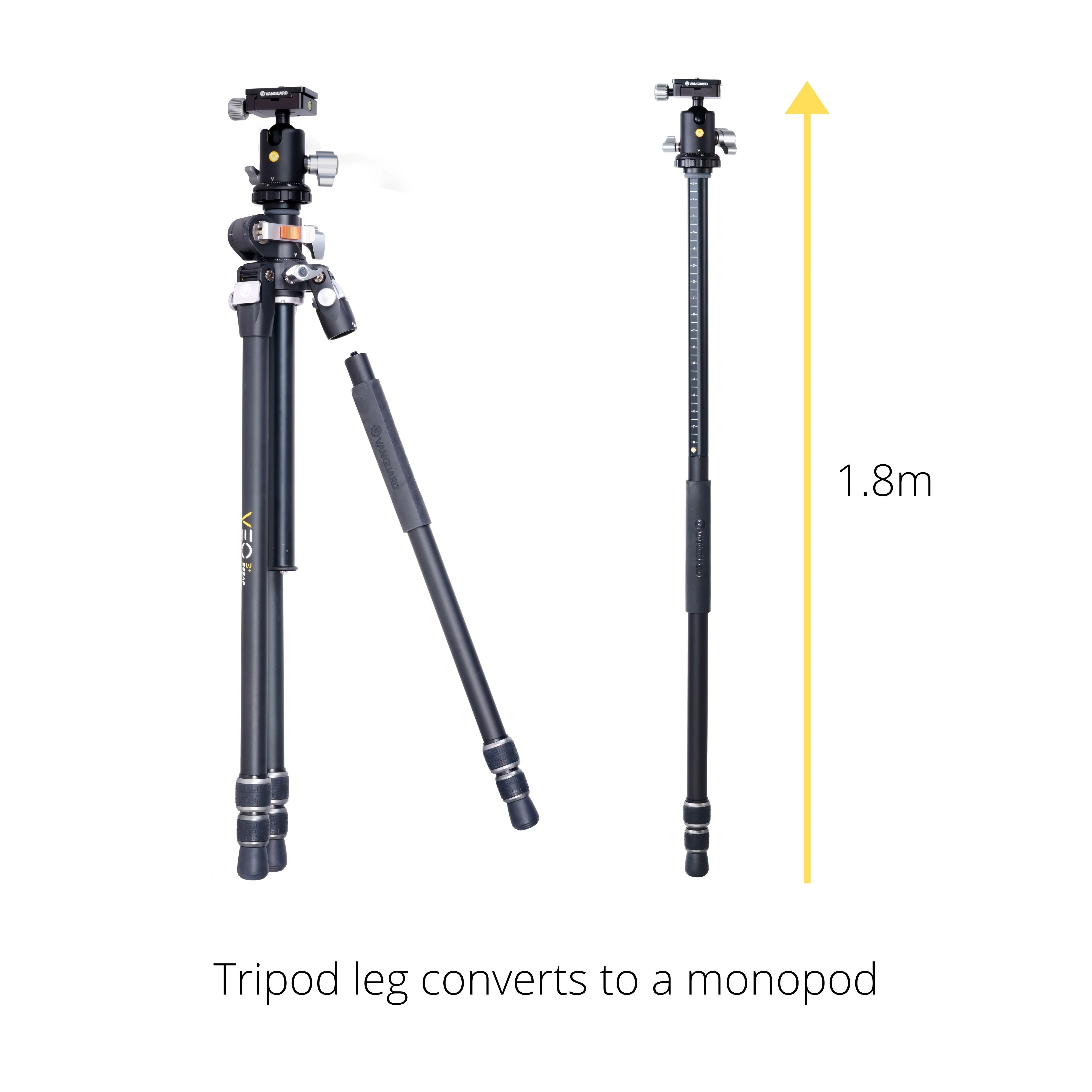 Vanguard VEO 3+ 263CB Carbon Fibre Pro Tripod / Monopod with BH-160S Ball Head - Image 5